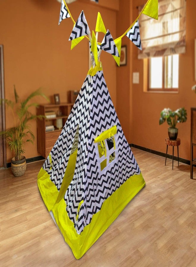 CREATIVE TEXTILES خيمة لعب قطنية للأطفال من عمر سنتين فما فوق (أصفر مخضر) - 100 × 100 × 150 سم - Image 5